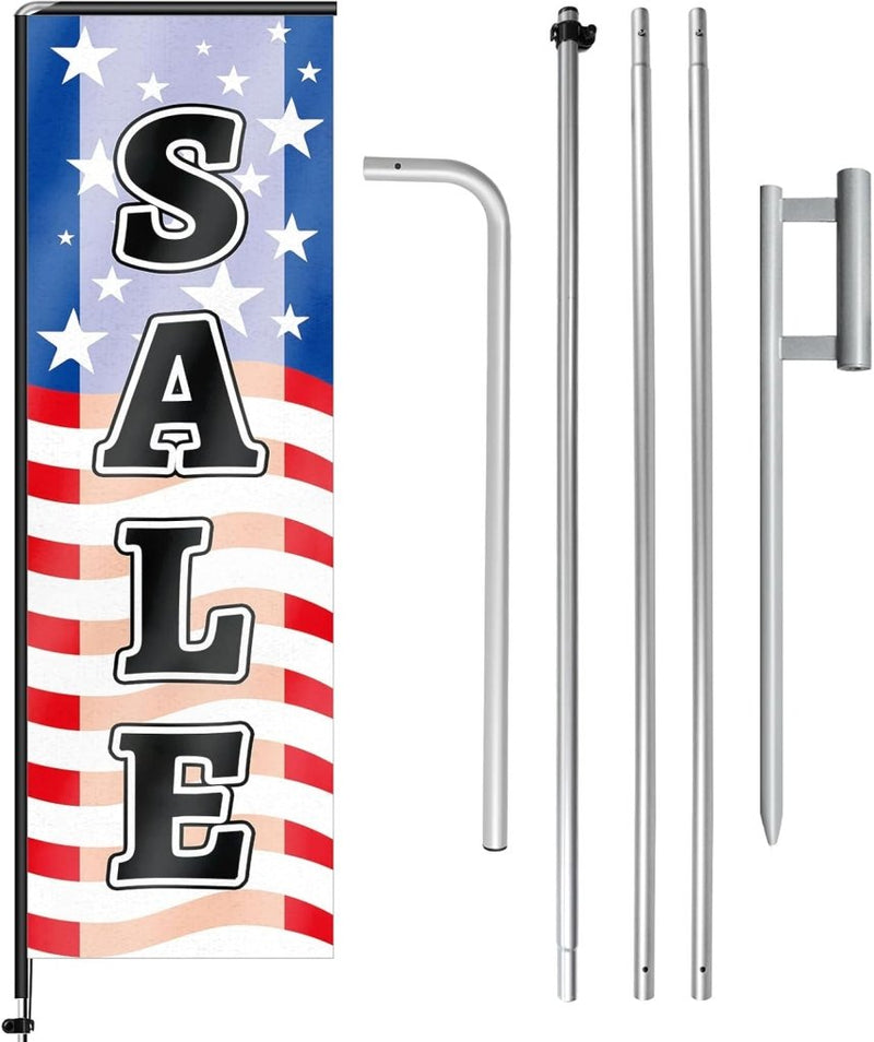 11FT Sale Rectangle Flag Banners with Pole and Ground Stake 03