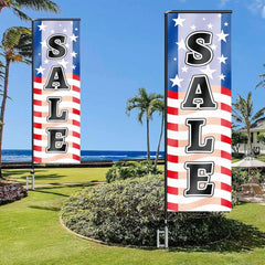 11FT Sale Rectangle Flag Banners with Pole and Ground Stake 03