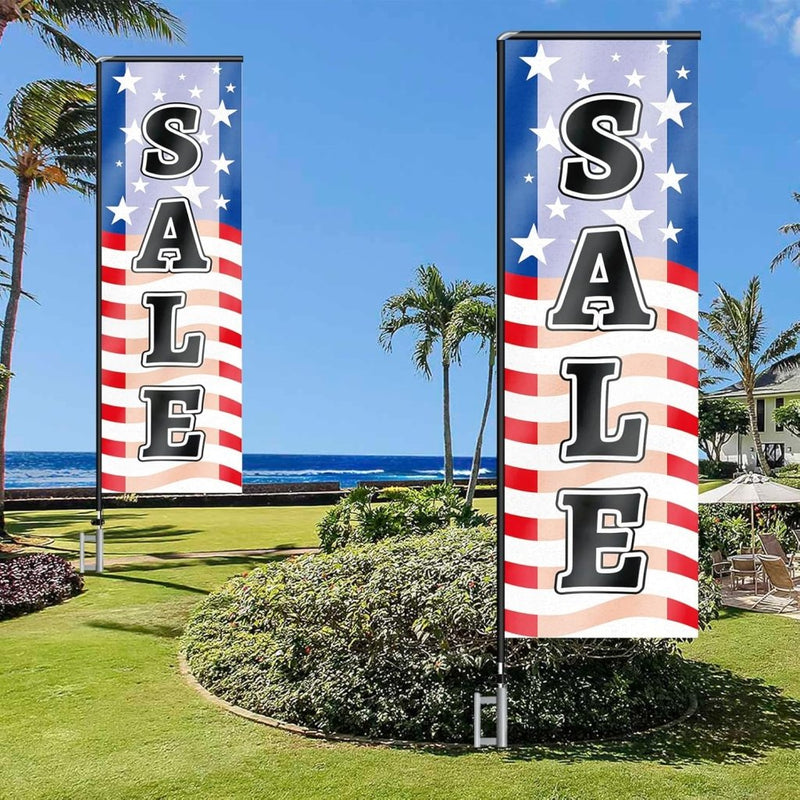 11FT Sale Rectangle Flag Banners with Pole and Ground Stake 03