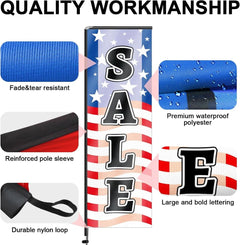 11FT Sale Rectangle Flag Banners with Pole and Ground Stake 03