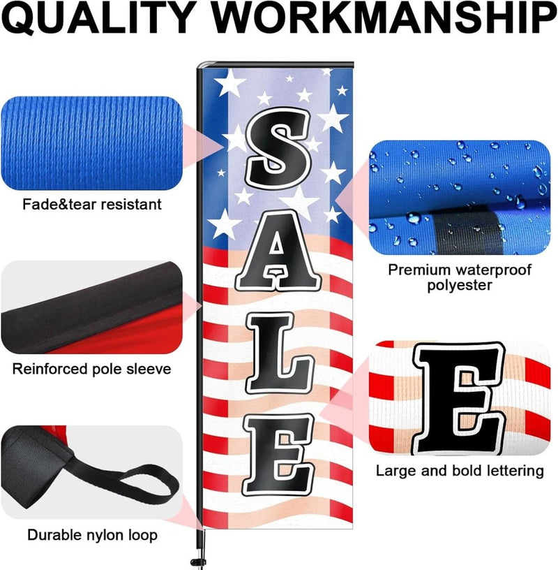 11FT Sale Rectangle Flag Banners with Pole and Ground Stake 03