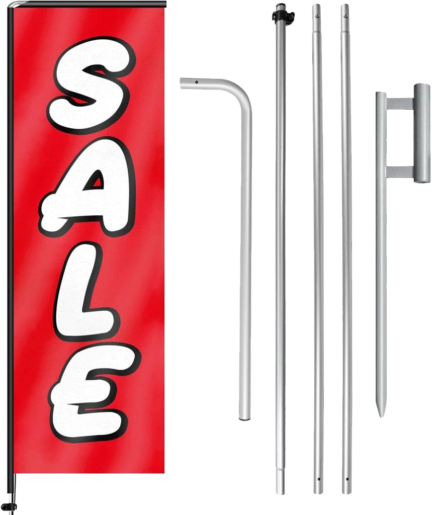 11FT Sale Rectangle Flag Banners with Pole and Ground Stake 05