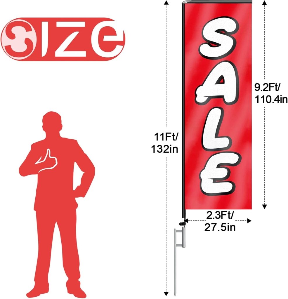 11FT Sale Rectangle Flag Banners with Pole and Ground Stake 05
