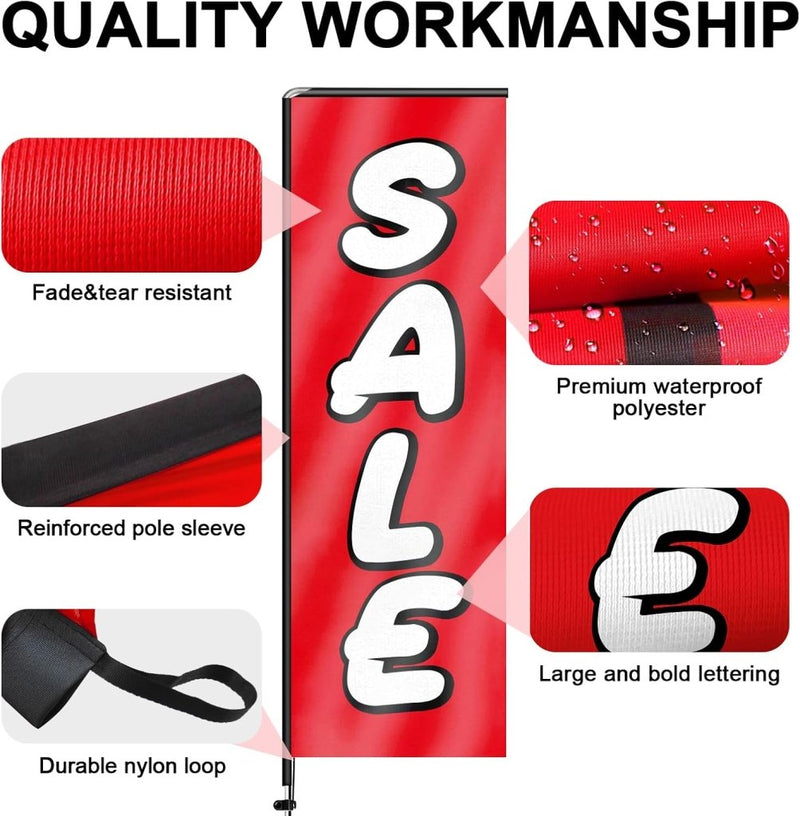 11FT Sale Rectangle Flag Banners with Pole and Ground Stake 05