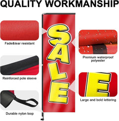 11FT Sale Rectangle Flag Banners with Pole and Ground Stake (Red)