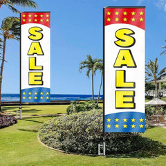 11FT Sale Rectangle Flag Banners with Pole and Ground Stake (Yellow)