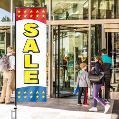 11FT Sale Rectangle Flag Banners with Pole and Ground Stake (Yellow)