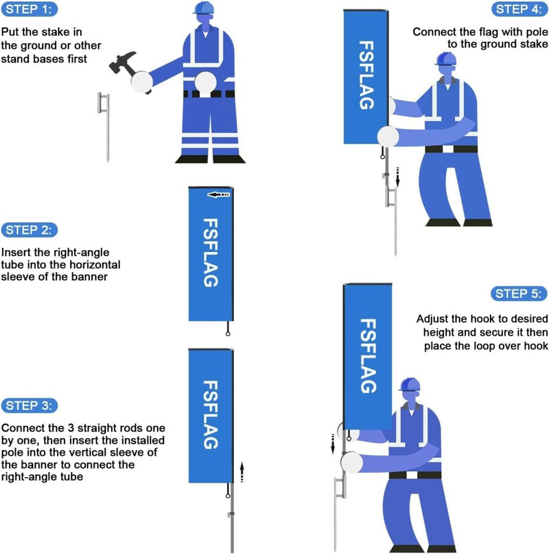 11FT Sale Rectangle Flag Banners with Pole and Ground Stake (Yellow)