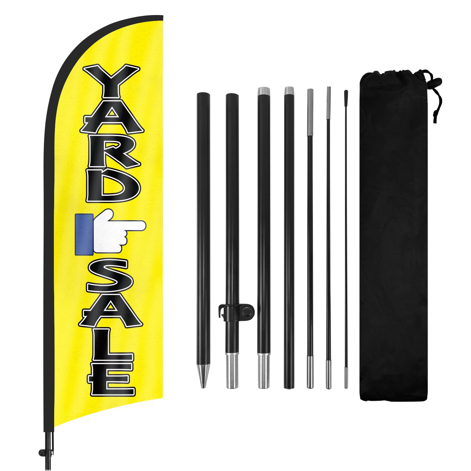 8FT Yard Sale Yellow Feather Flags with Pole and Ground Stake