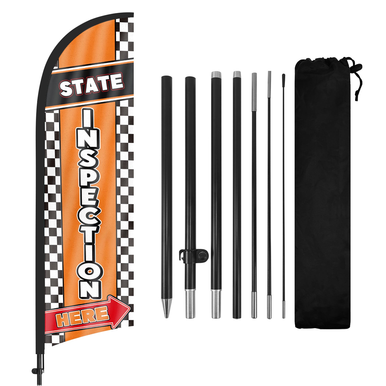 8FT State Inspection Here Feather Flag Pole Kit