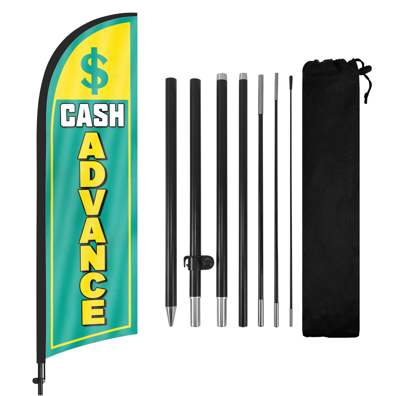 8Ft Cash Advance Feather Flag with Flag Pole and Ground Stake