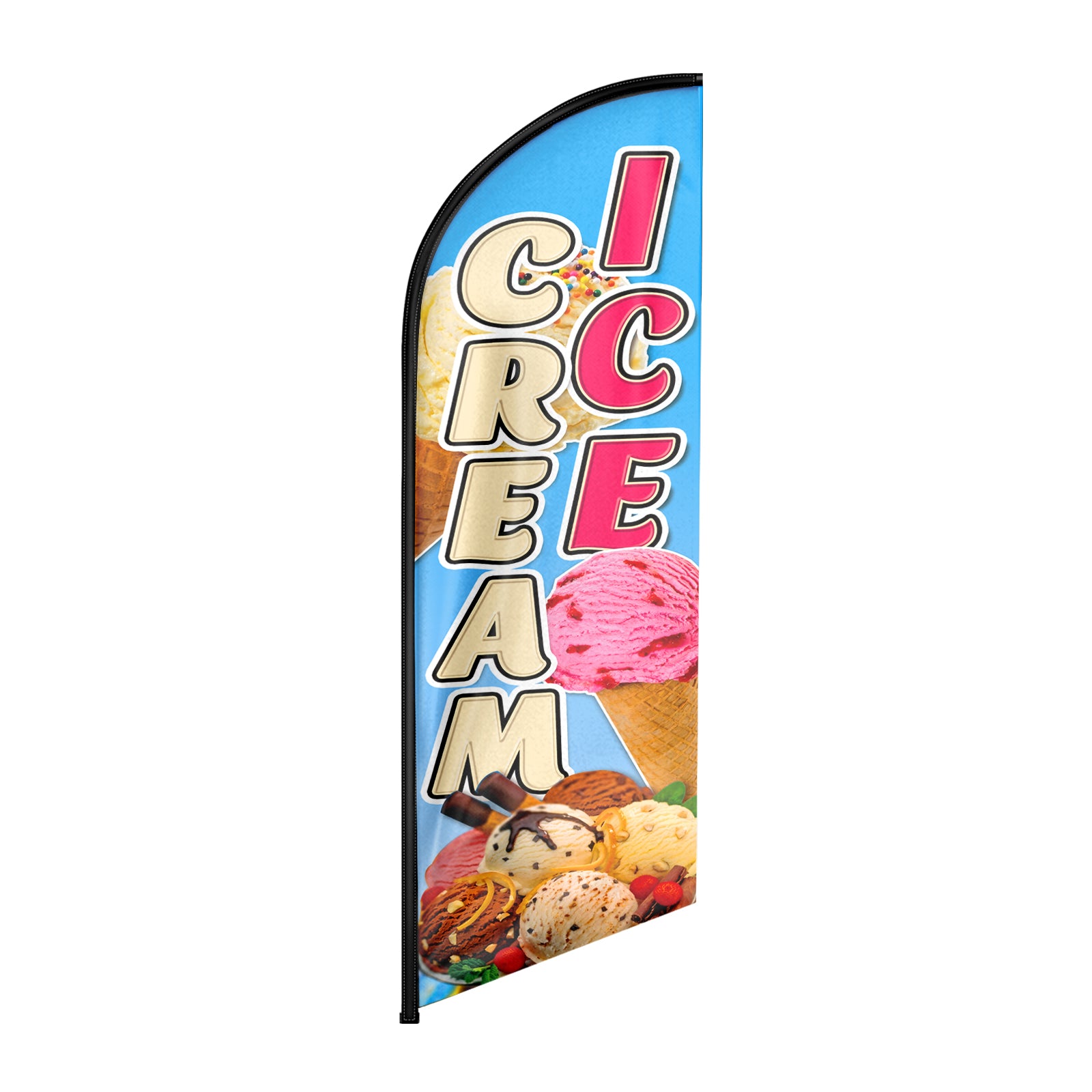 FSFLAG Ice Cream Feather Swooper Flag: 8Ft Advertising Banner for Ice Cream Business(Flagpole Not Included)