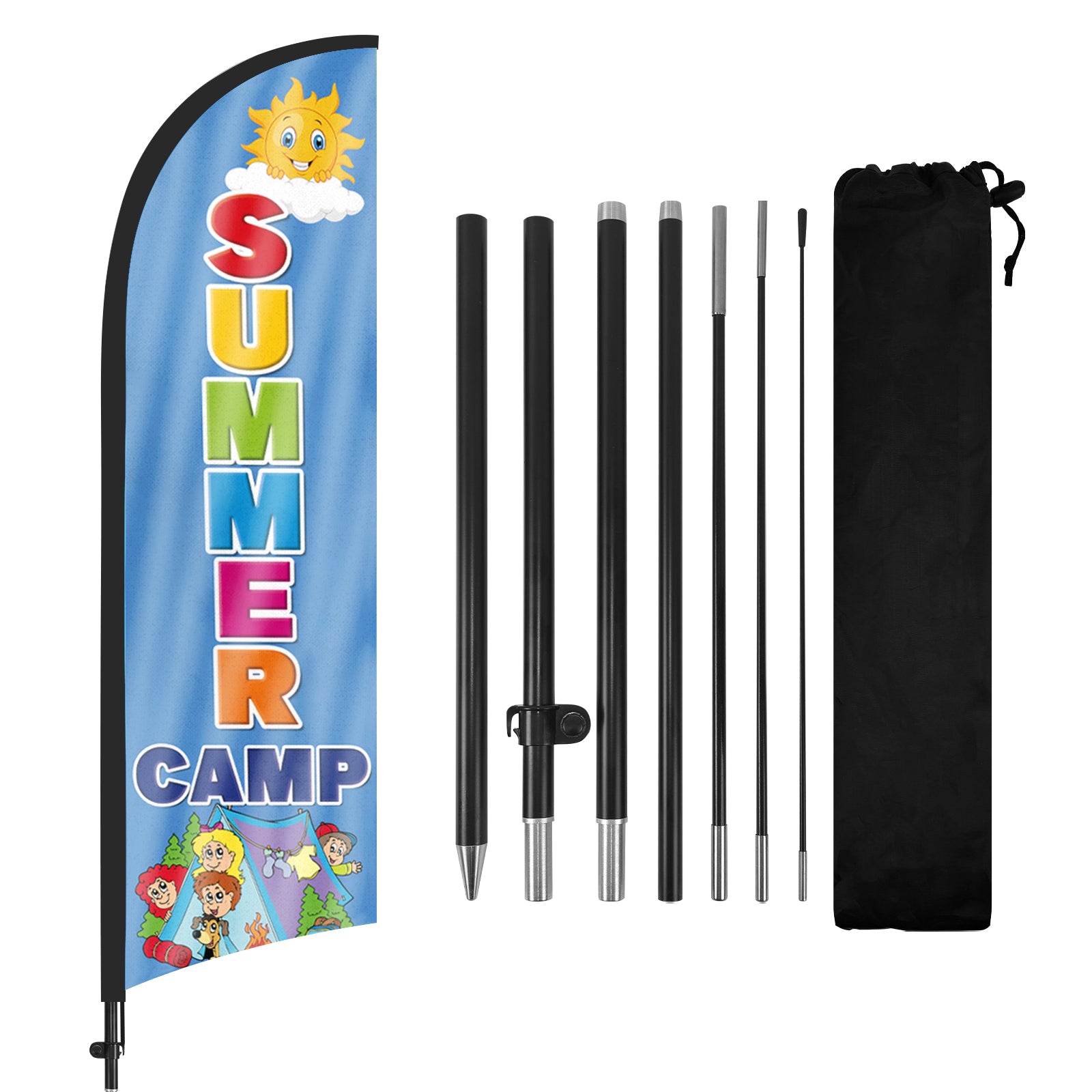 8Ft Summer Camp Feather Flag with Pole & Stake
