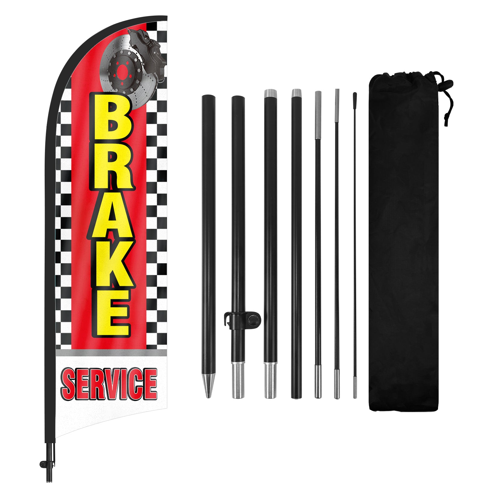 8ft Brake Service Red Feather Flag Pole Kit