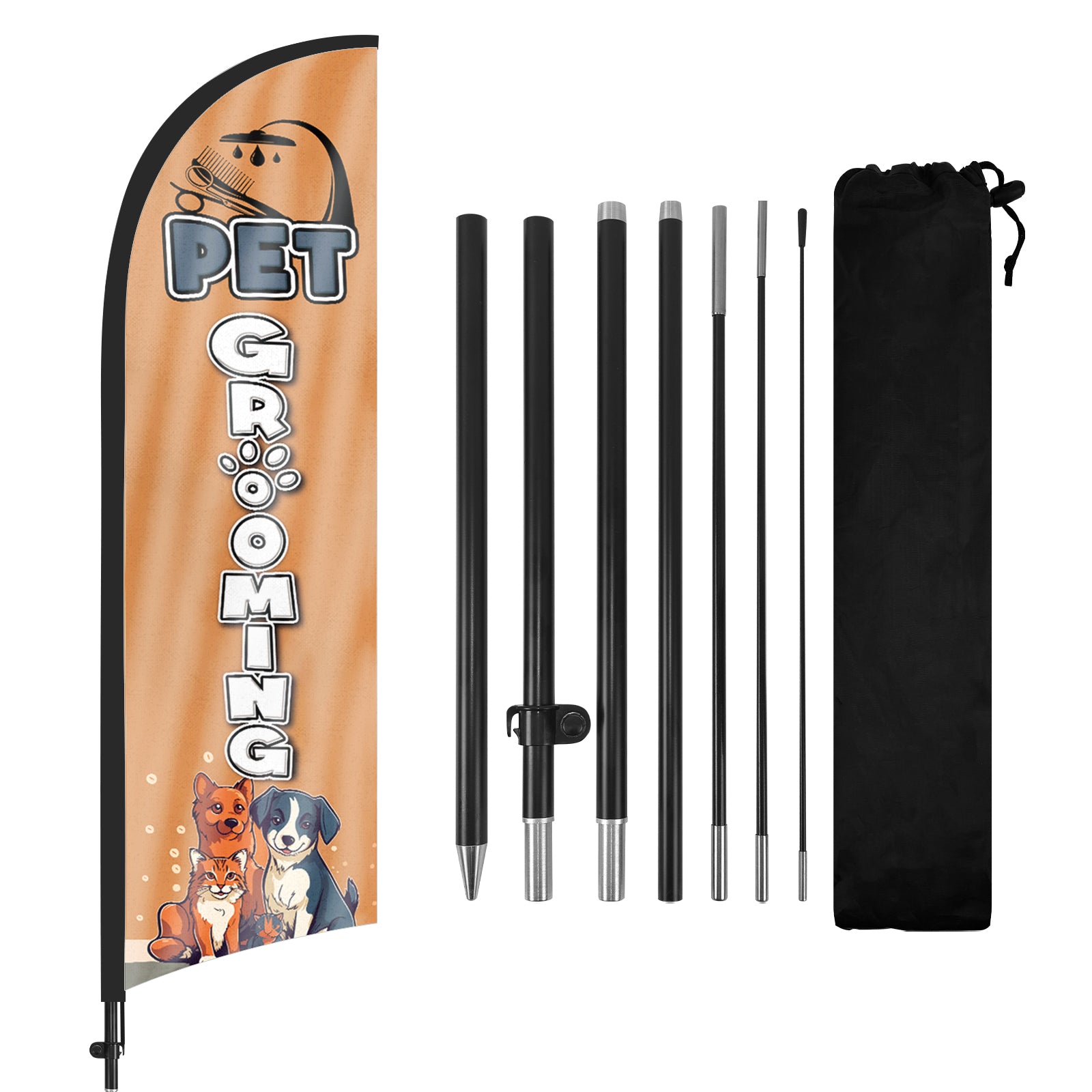8ft Pet Grooming 02 Feather Flag Pole Kit for Pet Grooming Business