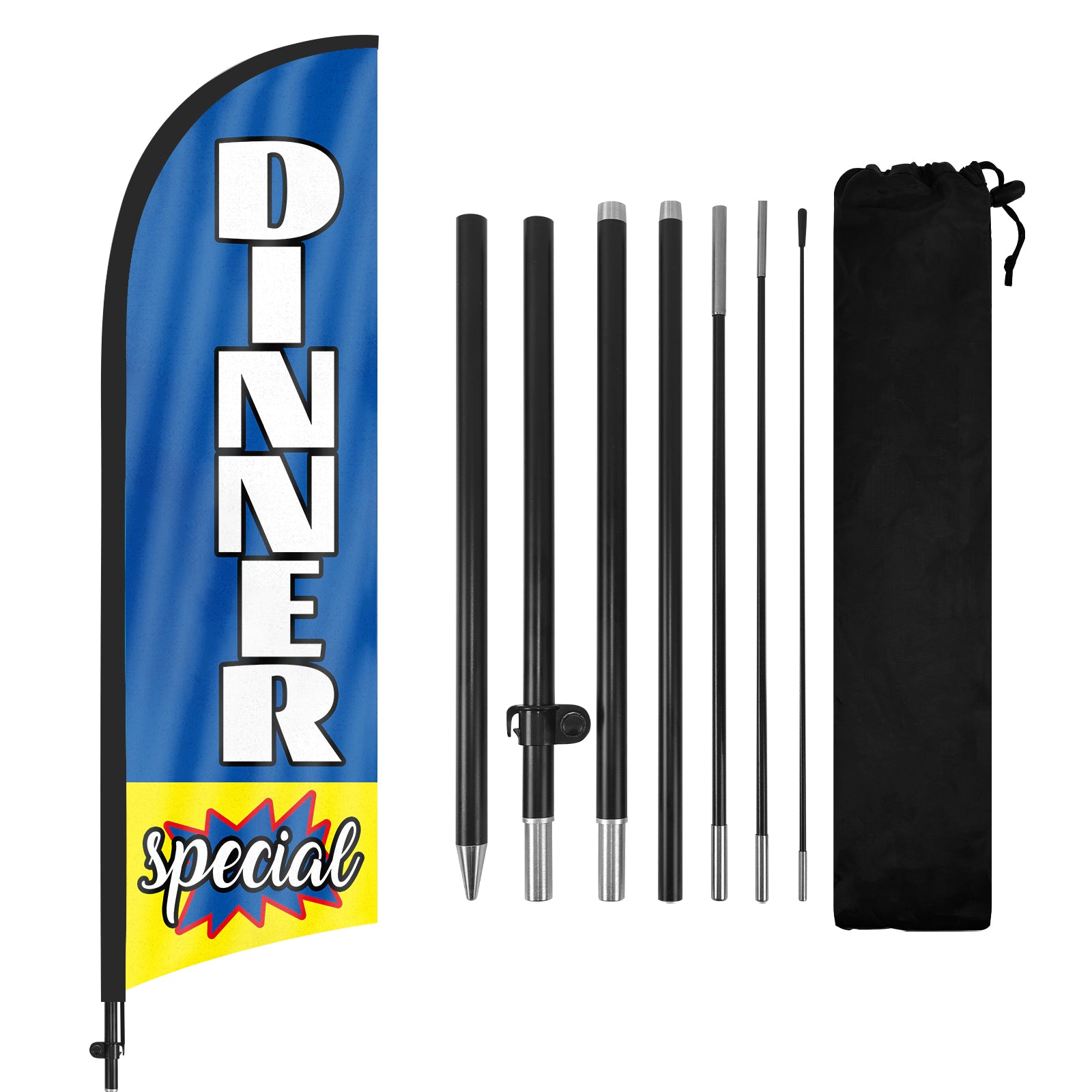 8ft Dinner Special Blue Feather Flag Kit with Pole and Stake