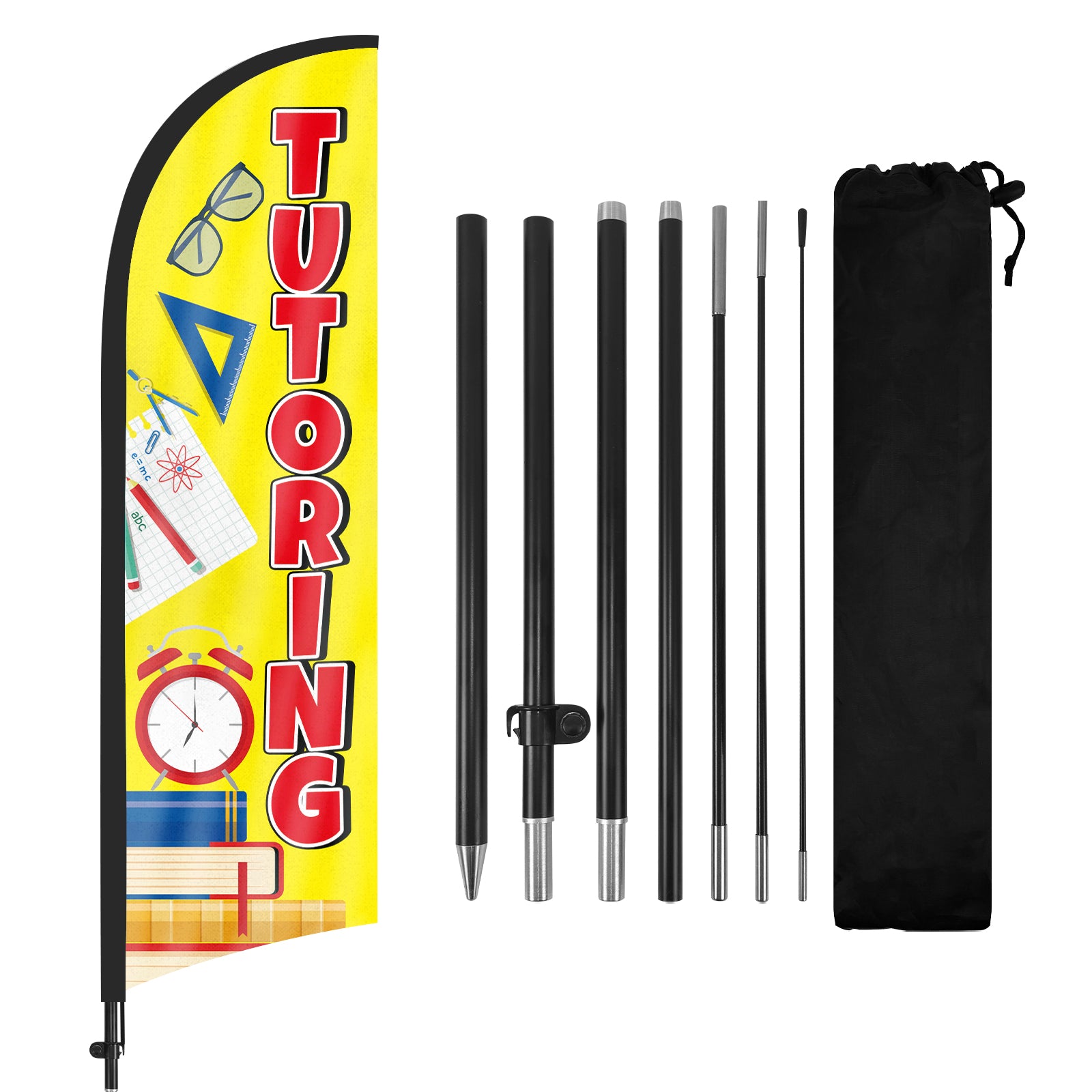 8Ft Tutoring Yellow Feather Flag with Pole & Stake