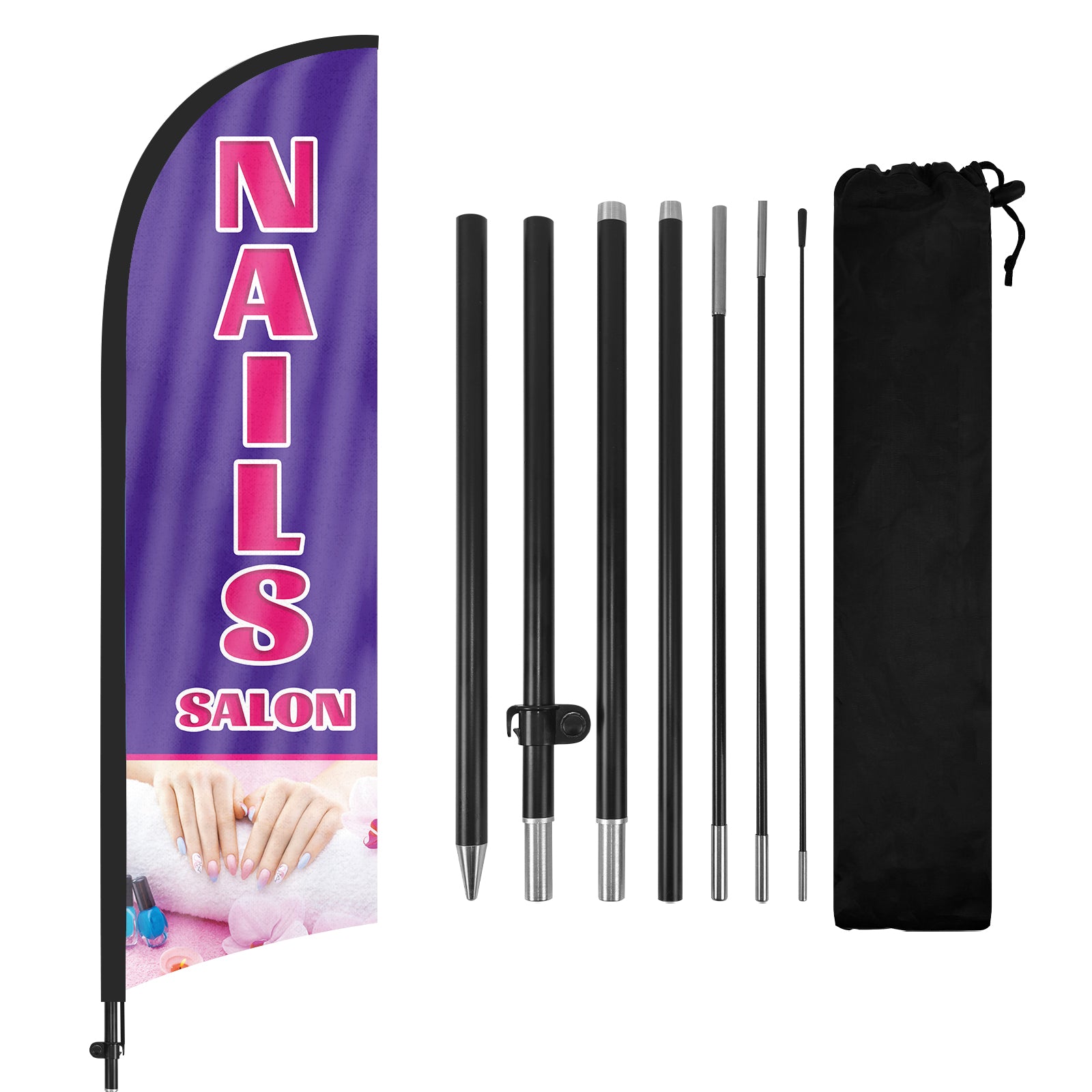 Nail Shop Sign-8FT Nails Salon Feather Flag Set for Nails Salon Business