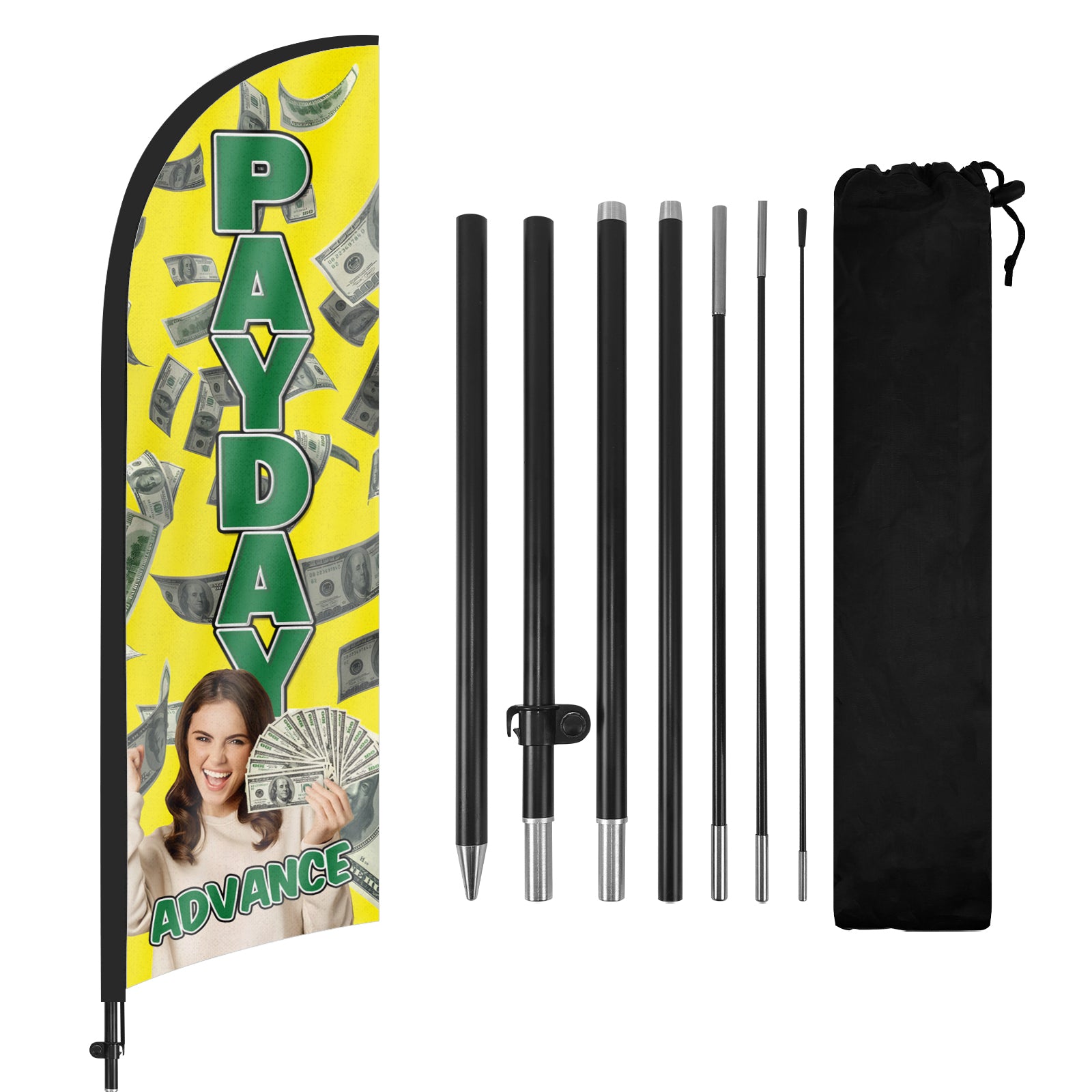 8Ft Payday Advance Feather Flag with Pole and Ground Stake