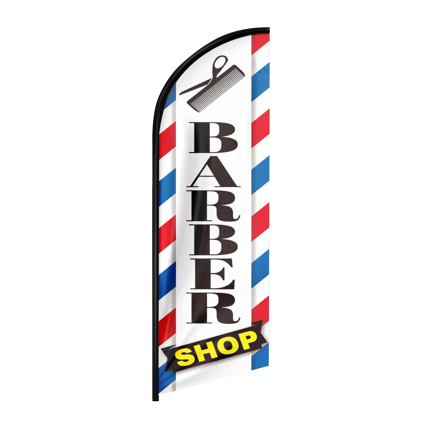 8ft White Barber Shop Feather Flag（Flagpole Not Included）