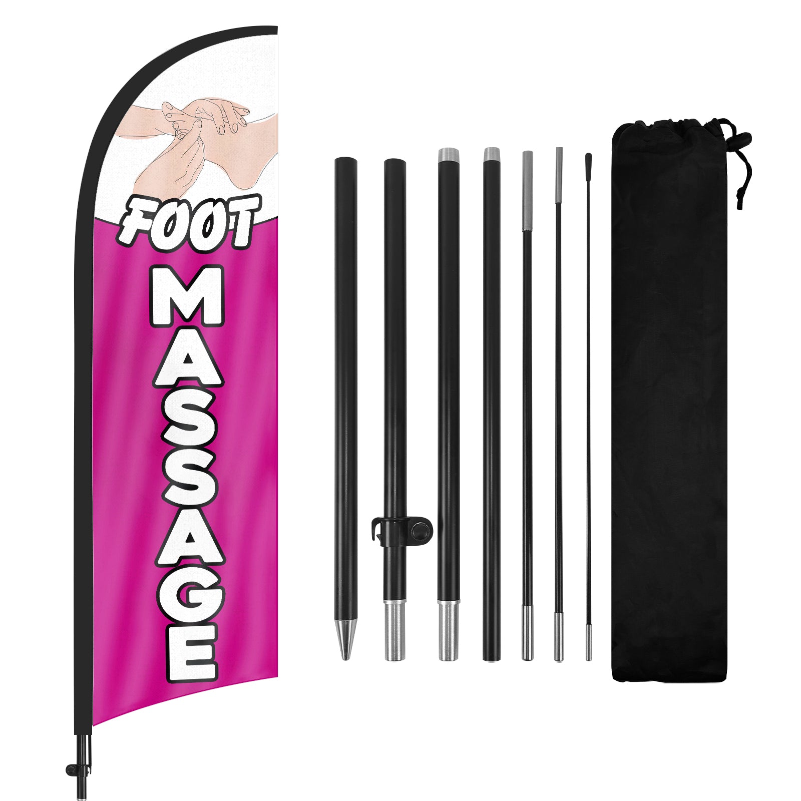 8Ft Foot Massage Feather Flag with Pole & Stake