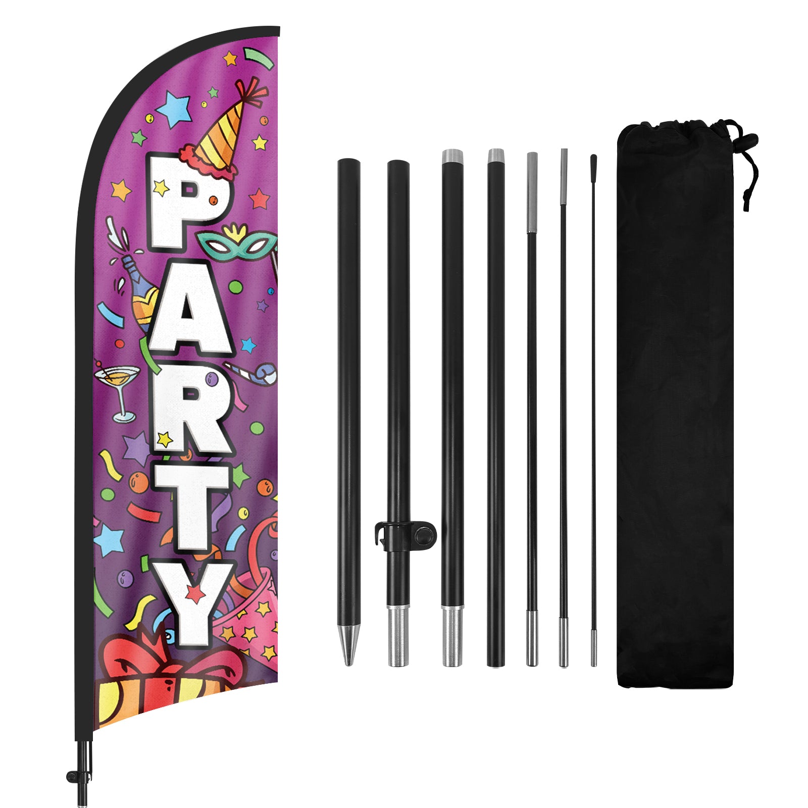 8ft Party 01 Feather Flag with Pole and Stake