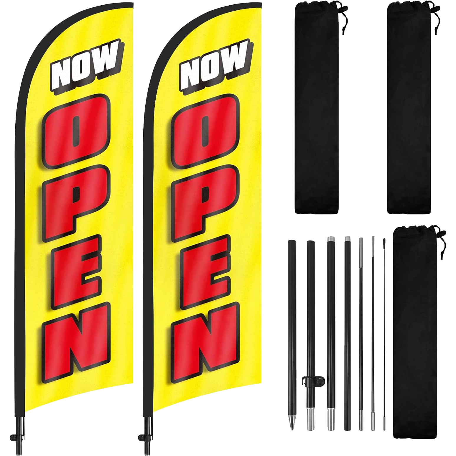 8FT Now Open Advertising Feather Banner Sign for Business 2Pack(Yellow)