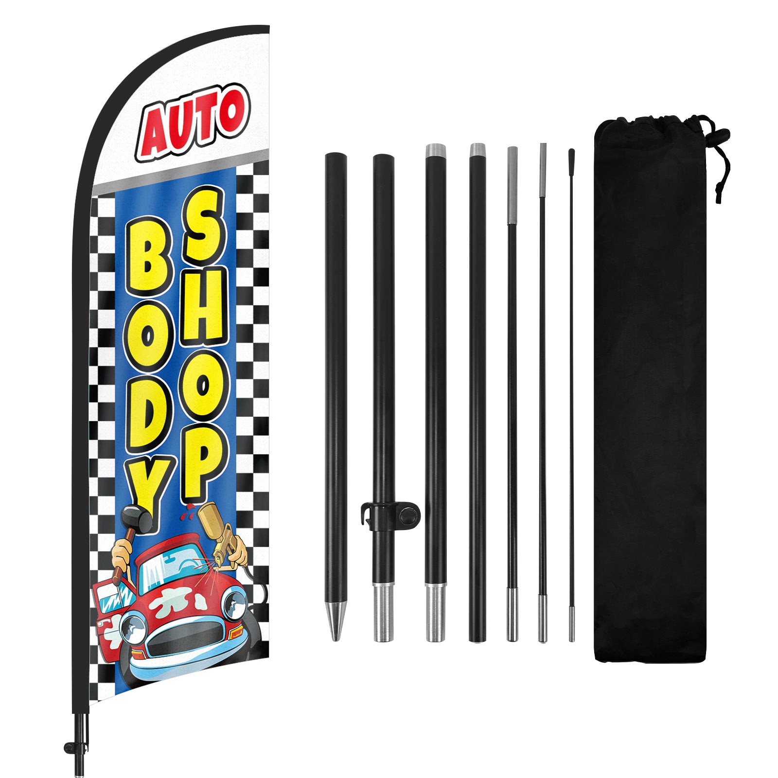 8ft Auto Body Shop Feather Flag Pole Kit