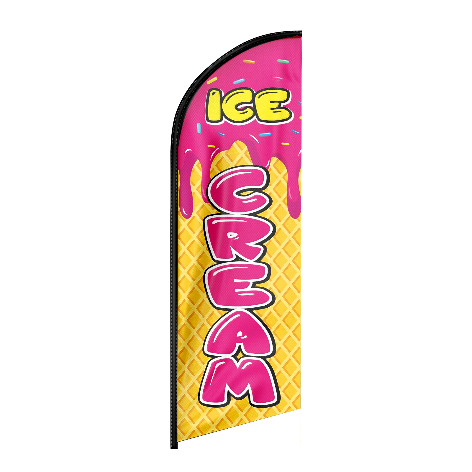 FSFLAG Ice Cream Swooper Feather Flag: 8Ft Advertising Banner for Ice Cream Business(Flagpole Not Included)