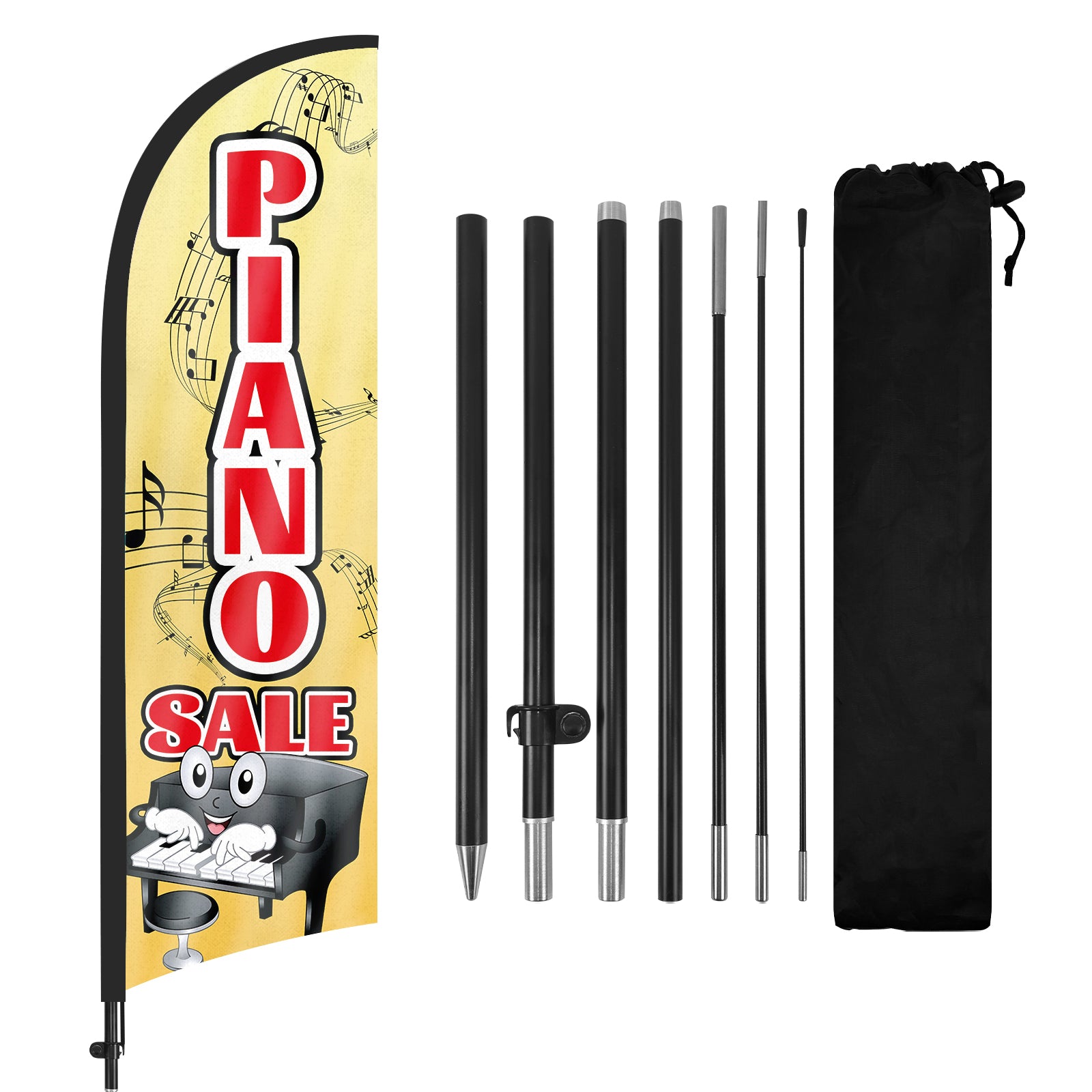 8ft Piano Sale Yellow Feather Flag with Pole and Stake