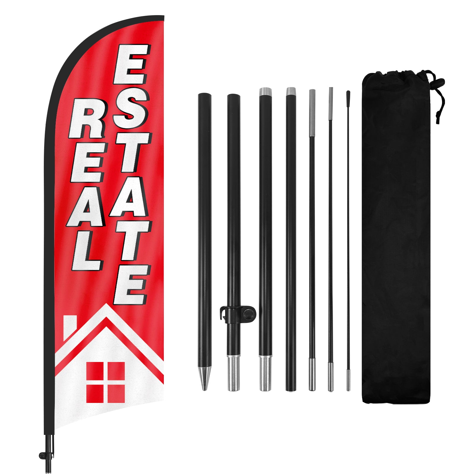 8Ft Real Estate Pink Flag with Pole Kit and Ground stake