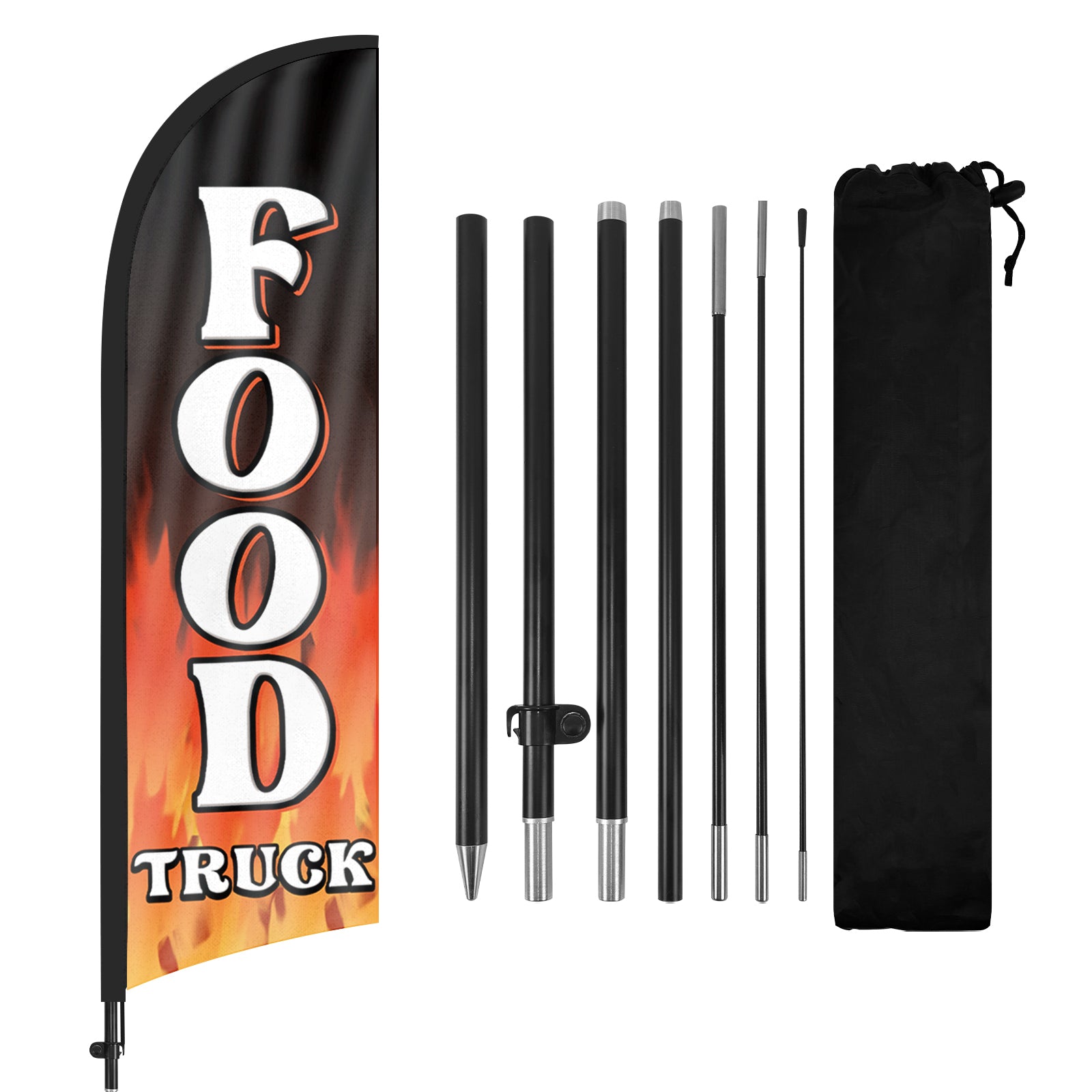 Food Signs Flag Kit-8ft Food Truck Feather Flag Kit with Pole and Stake