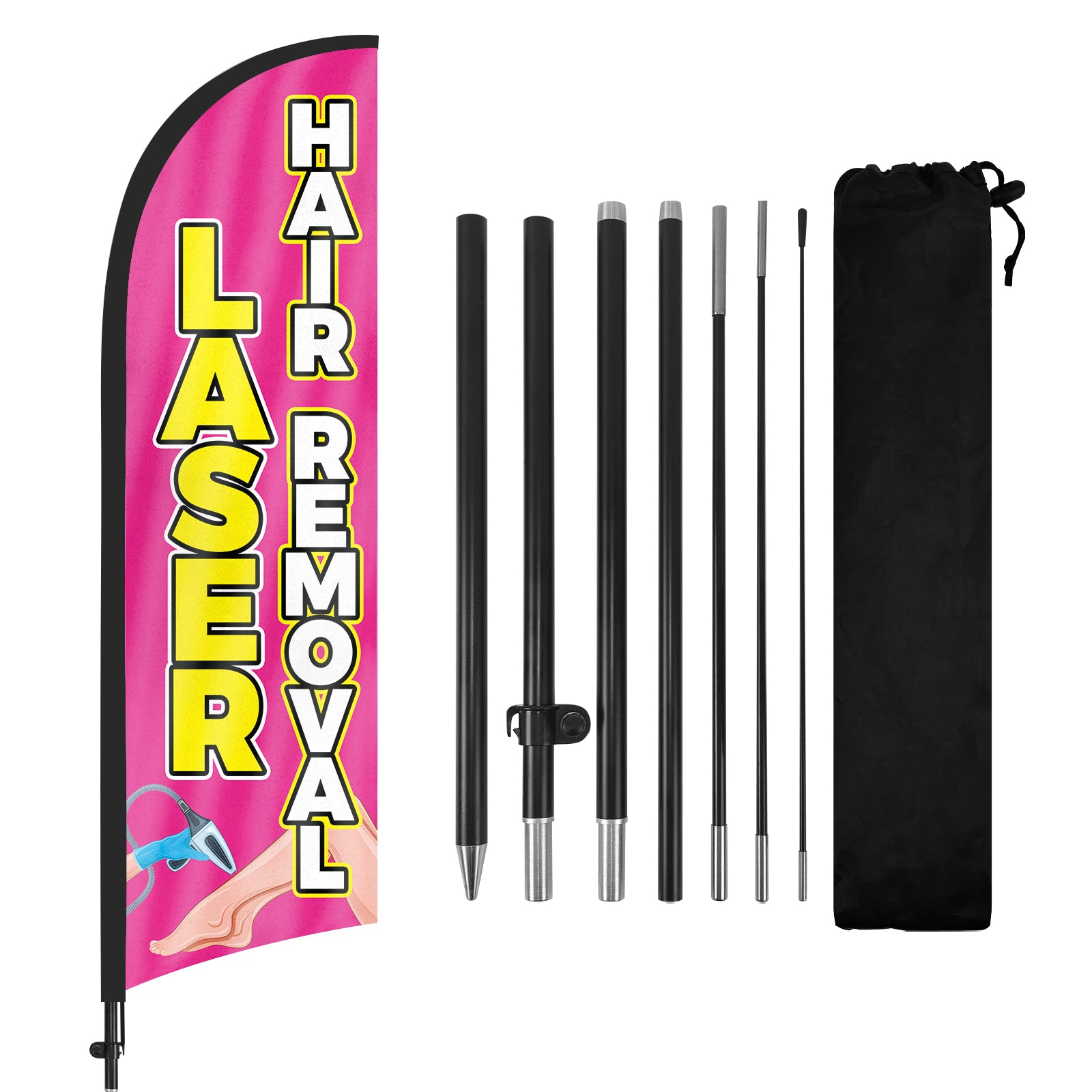 8Ft Laser Hair Removal Feather Flag Kit