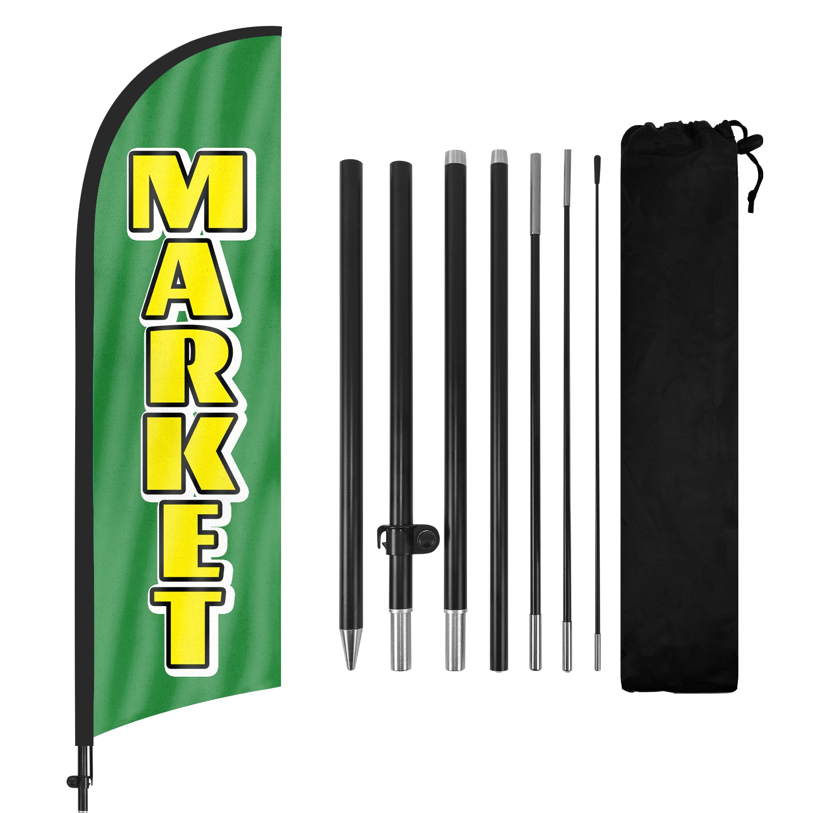 8ft Market Green Feather Flag with Pole and Stake