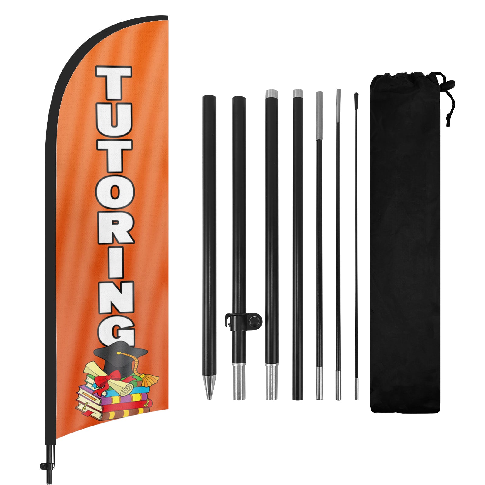8Ft Tutoring Feather Flag with Pole & Stake