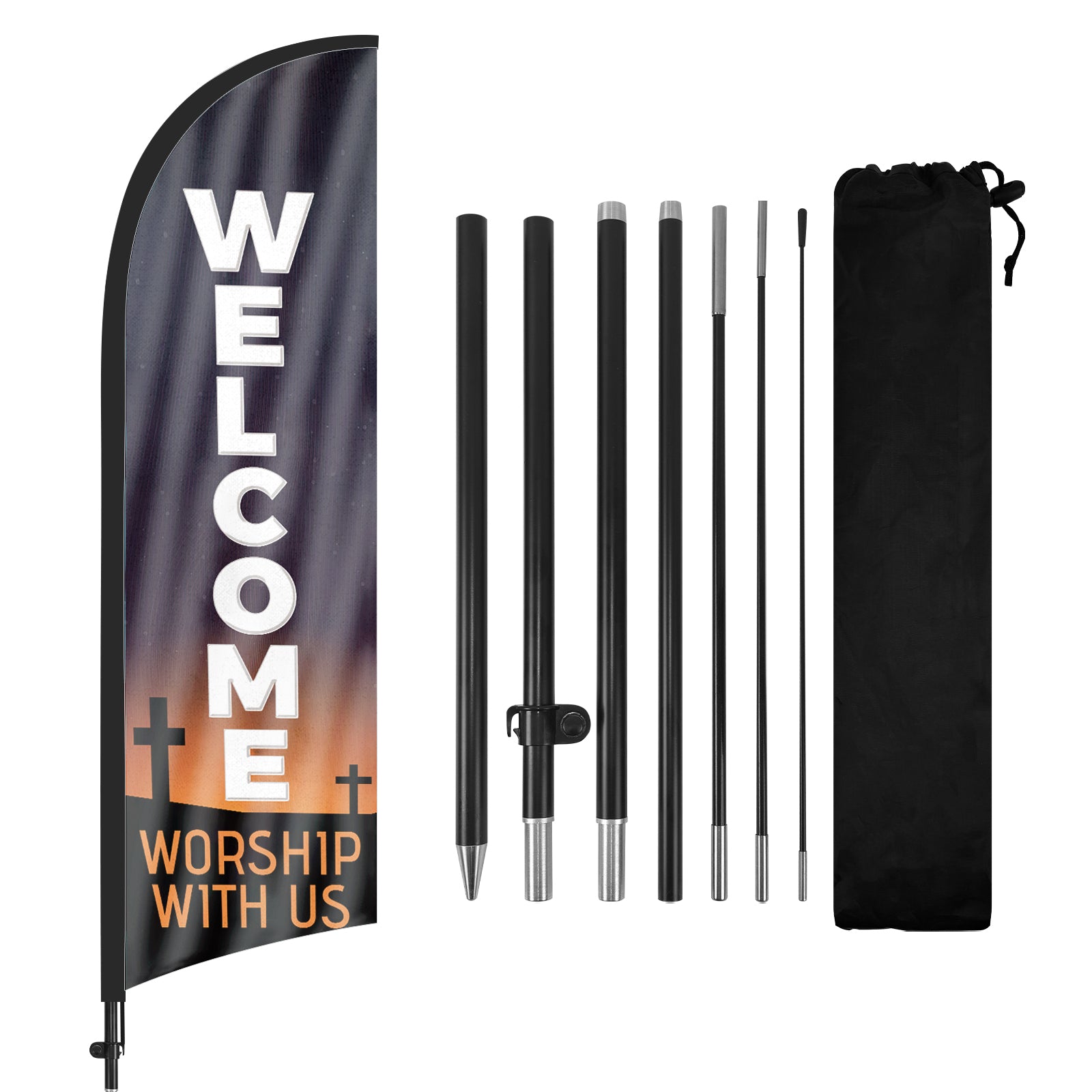 8ft Welcome Feather Flag Pole Kit