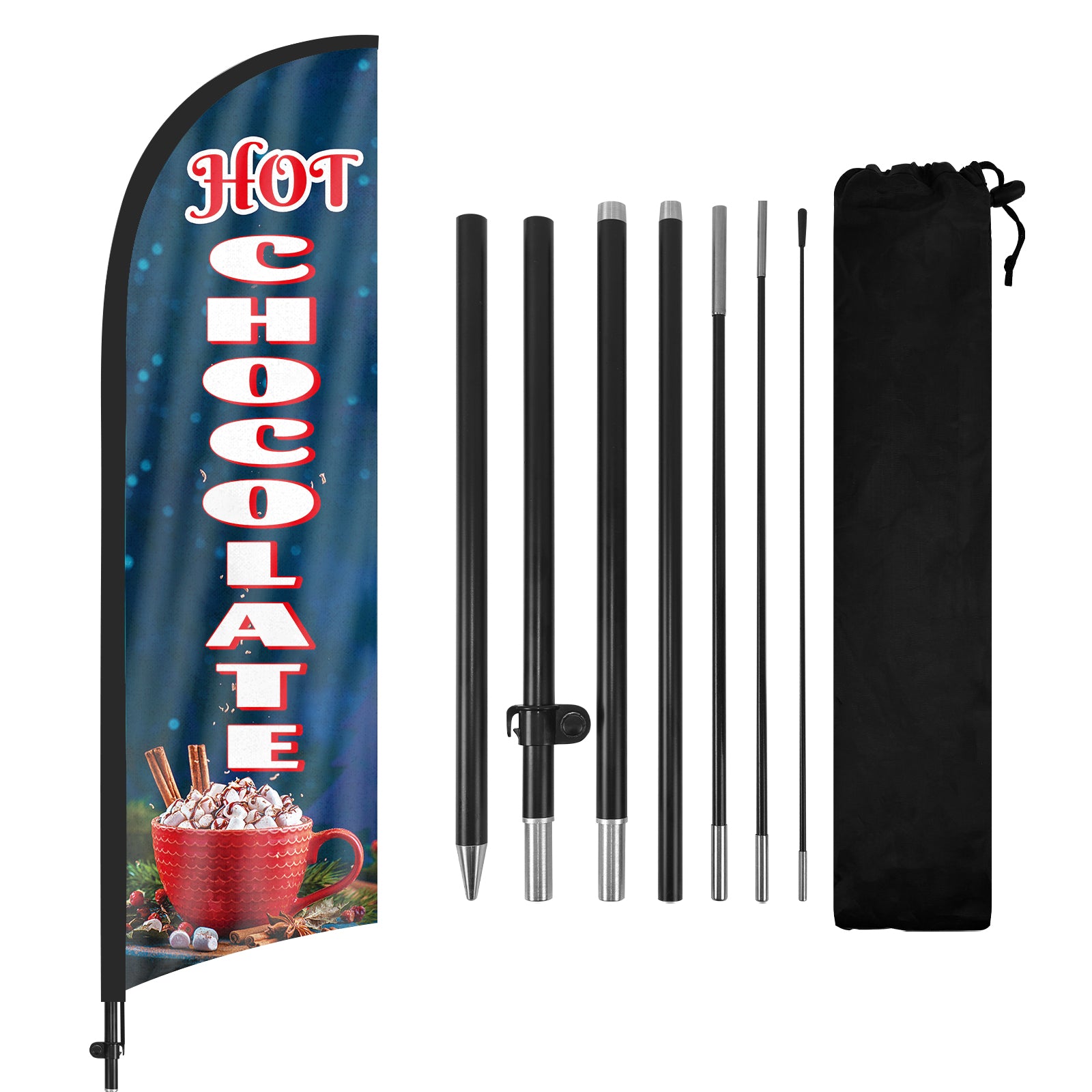 8ft Hot Chocolate Feather Flag with Pole and Stake