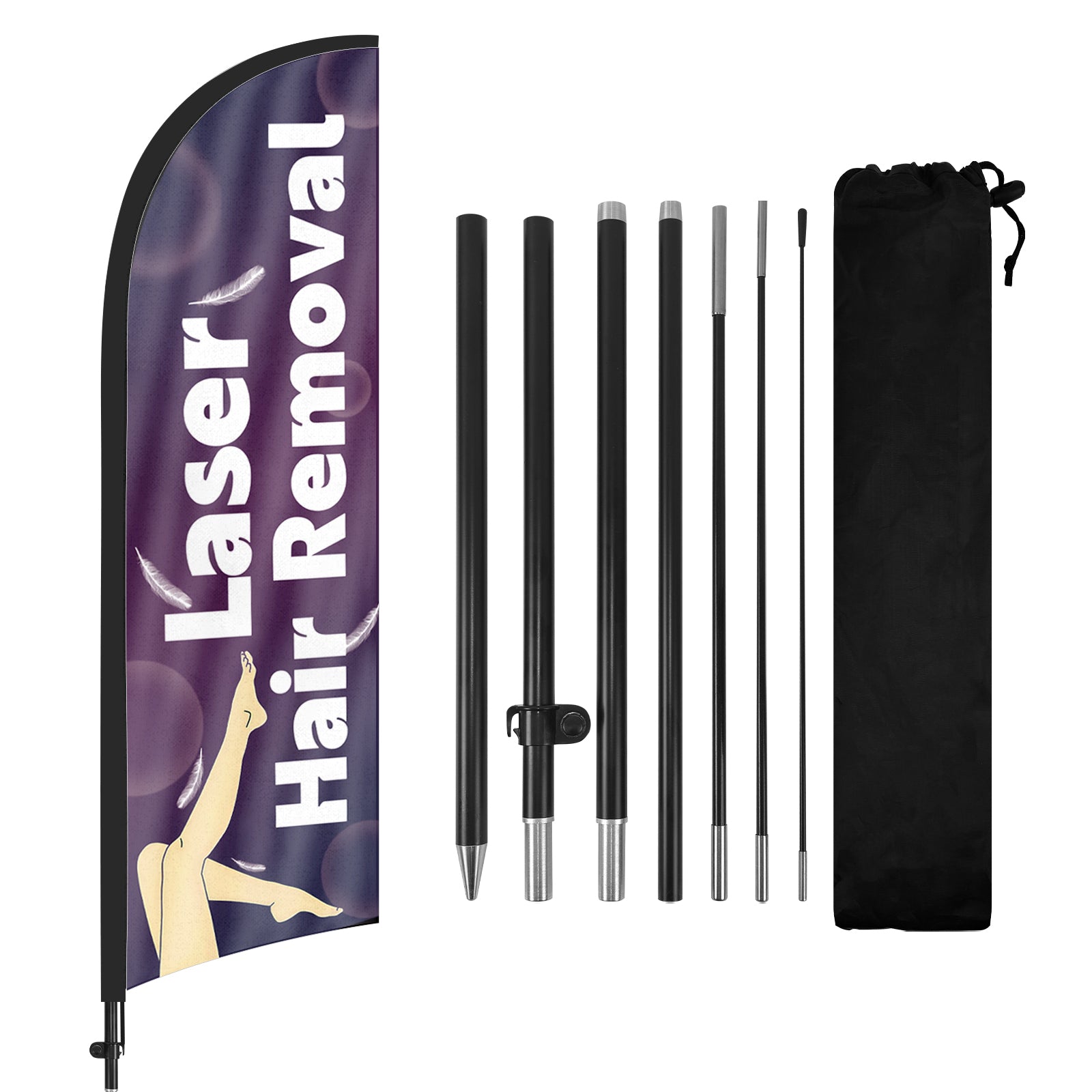 8Ft Hair Removal Feather Flag Kit for Business