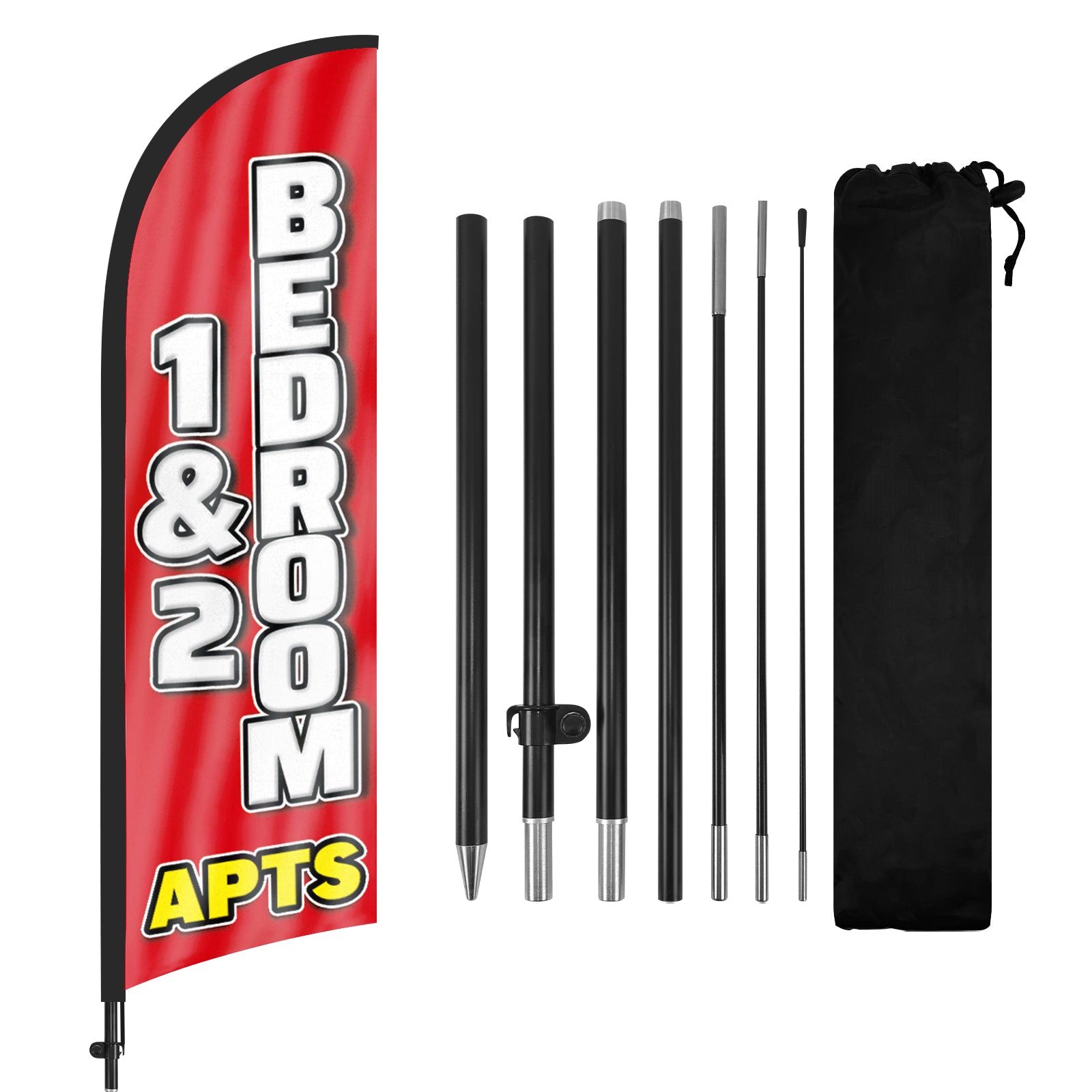 8FT 1&2 Bedroom Apartment Feather Flags with Pole and Ground Stake