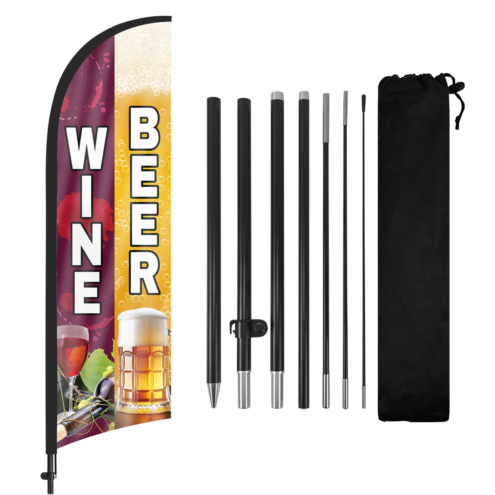 8ft Wine And Beer Feather Flag with Pole and Stake