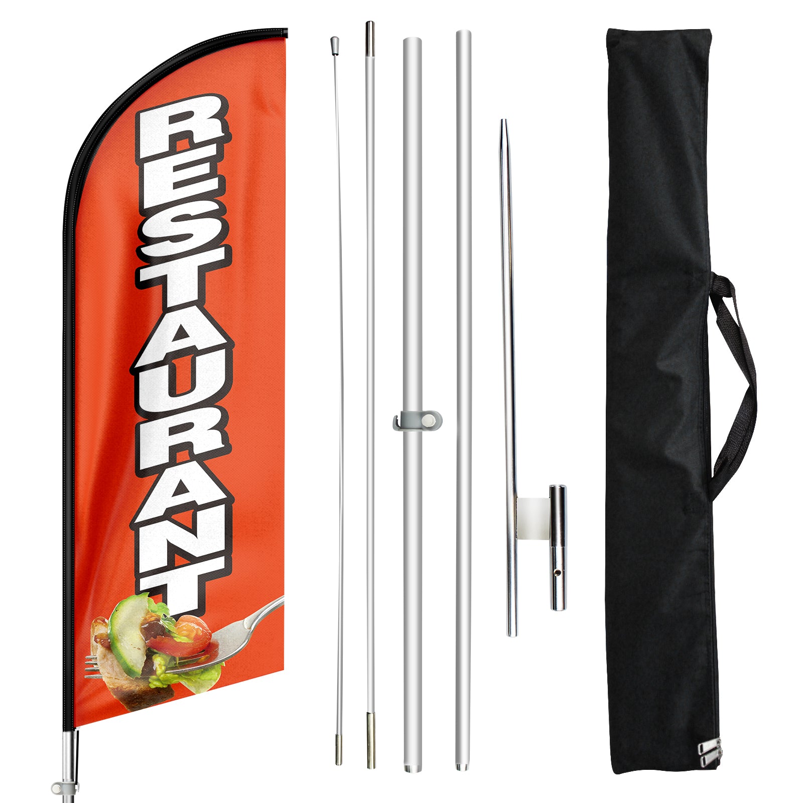 Restaurant Flag-11ft Restaurant Swooper Flag Feather Flag Pole Kit
