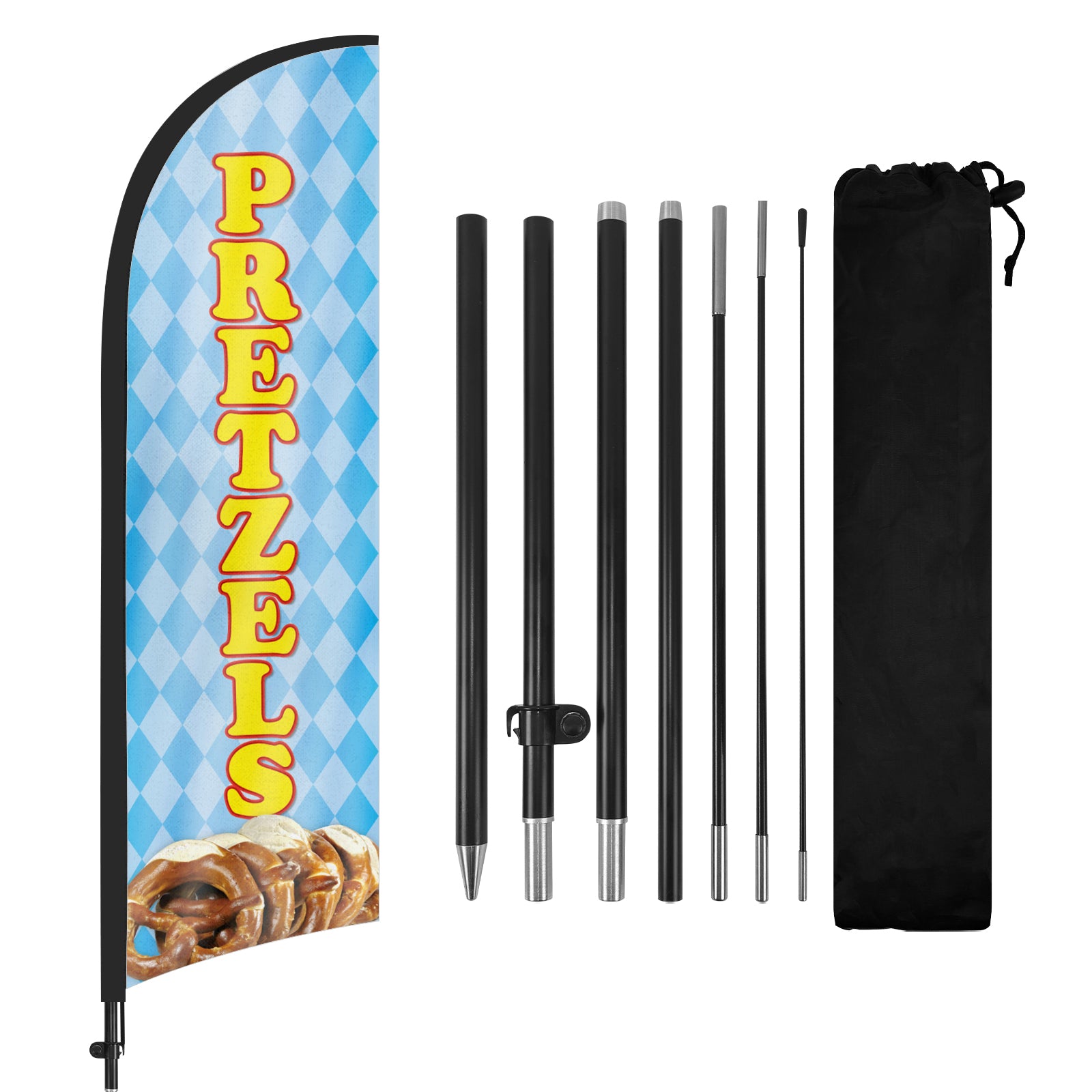 8ft Pretzels Feather Flag with Pole and Stake