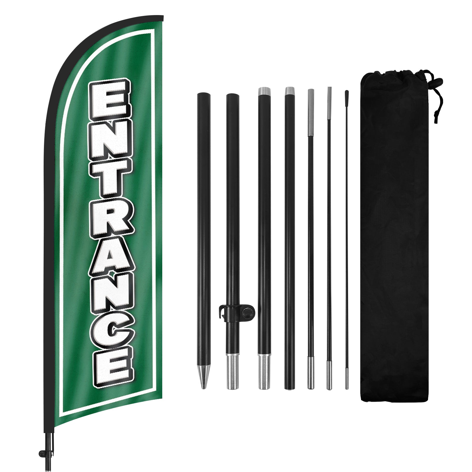8Ft Entrance Green Feather Flag with Pole & Stake