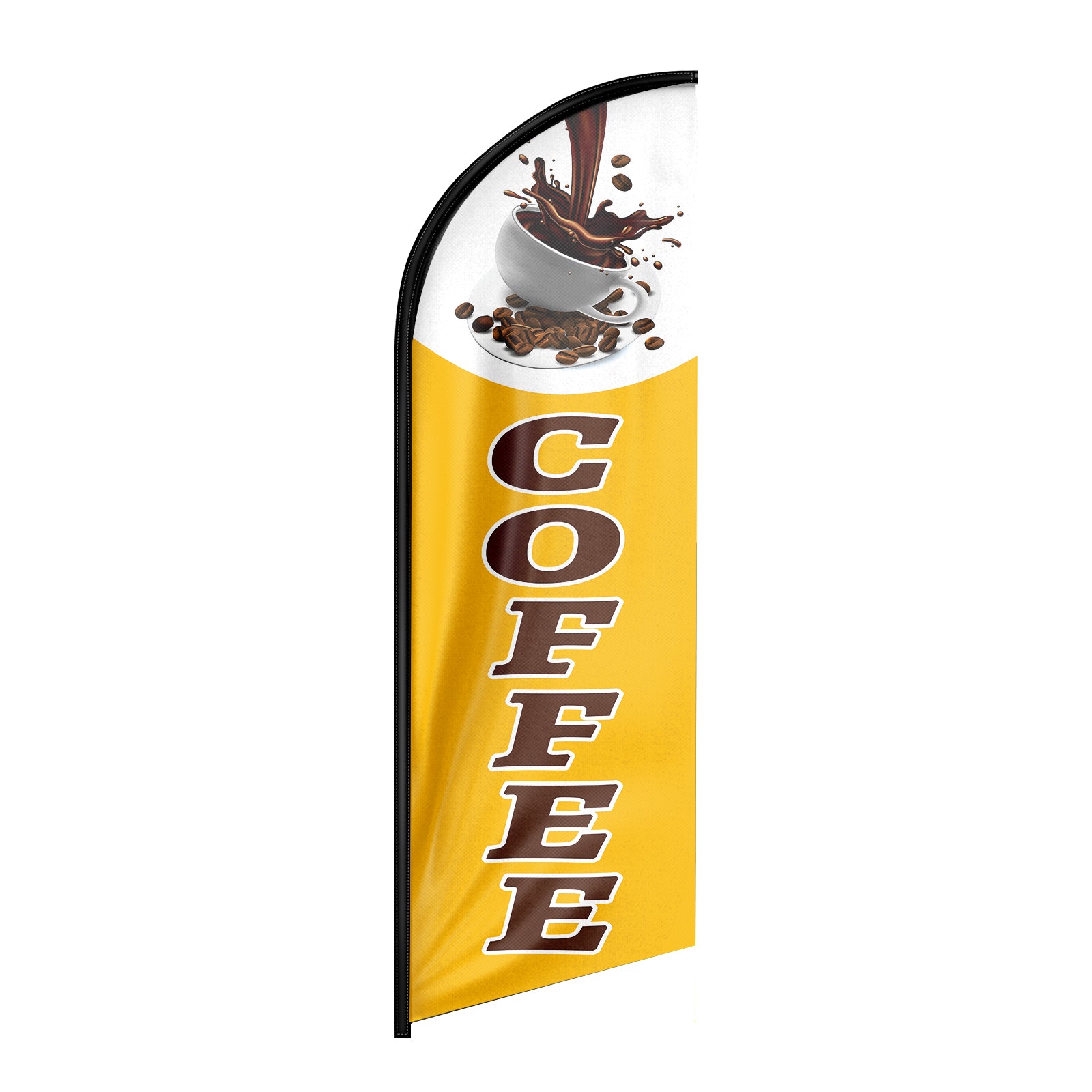Coffee Flag-8ft Yellow Coffee Feather Flag!（Flagpole Not Included）