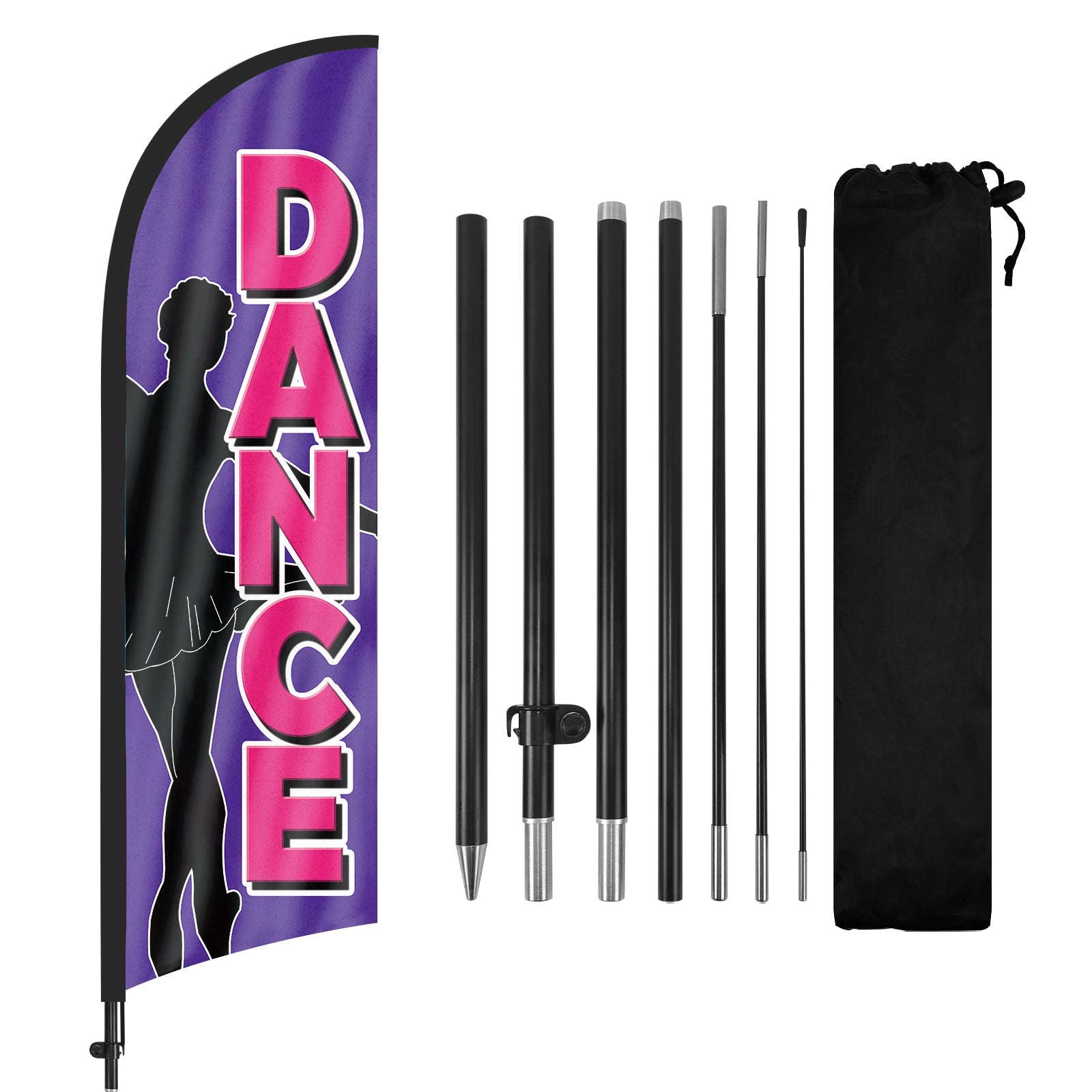 8Ft Dance Purple Feather Flag with Pole & Stake