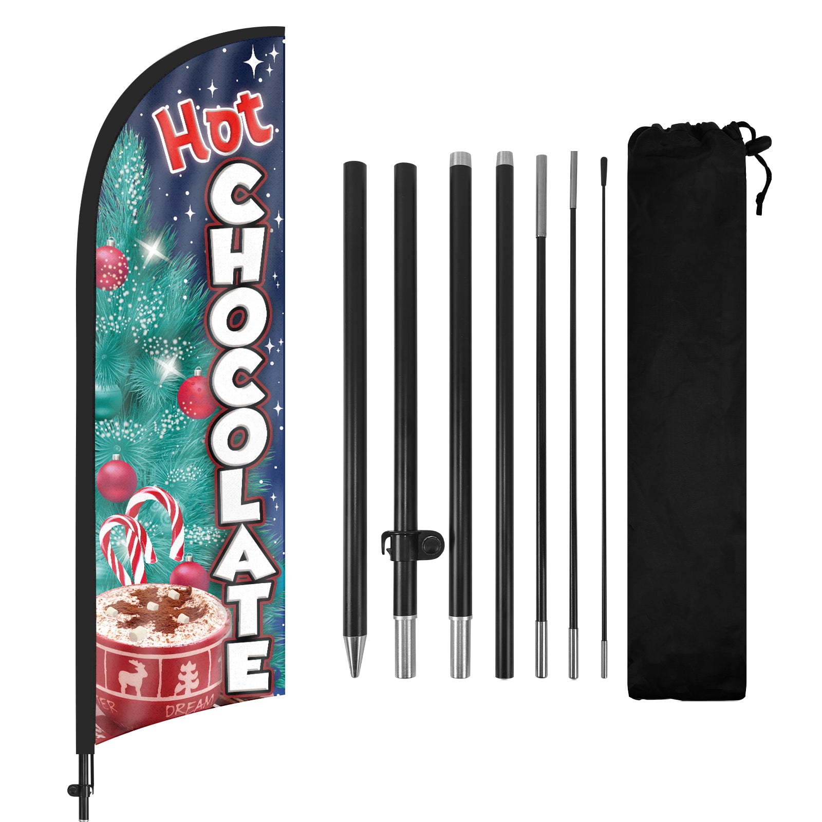 Hot Chocolate Bar Sign-8ft Hot Chocolate Feather Flag with Pole and Stake