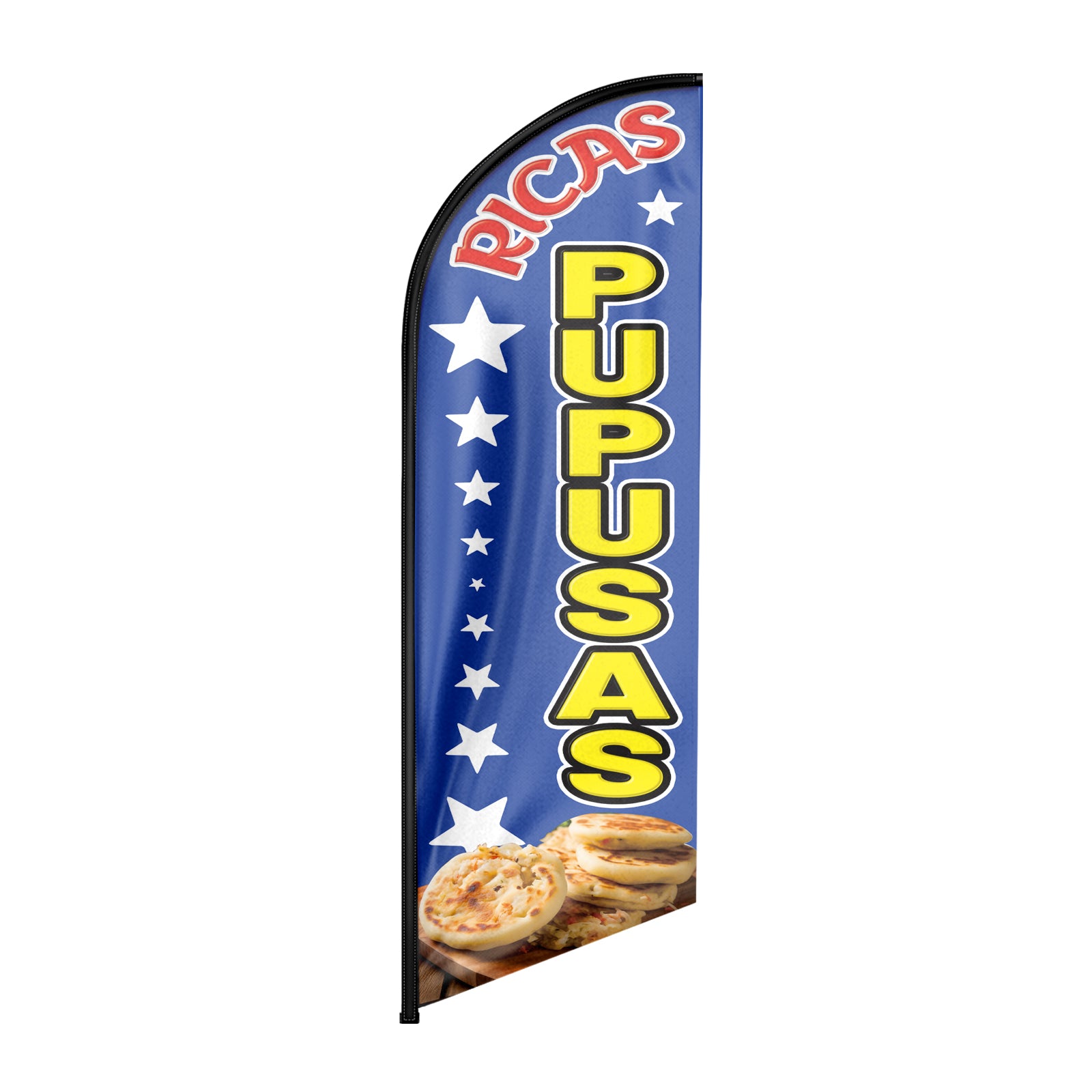 Mexican Food Banner-8ft Yellow Ricas Pupusas Feather Flag!（Flagpole Not Included）