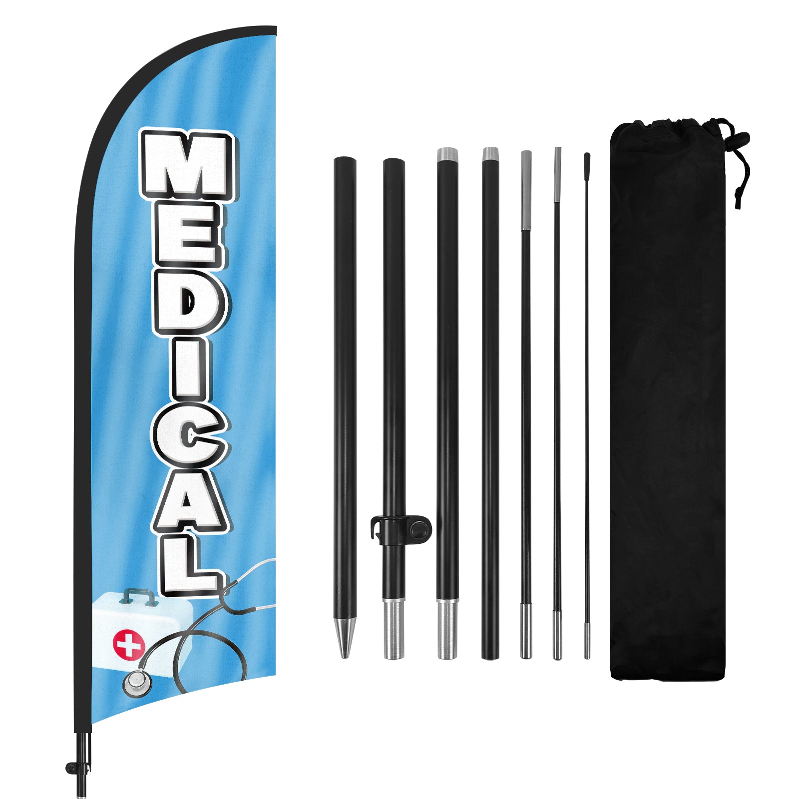 8ft Medical Feather Flag Pole Kit
