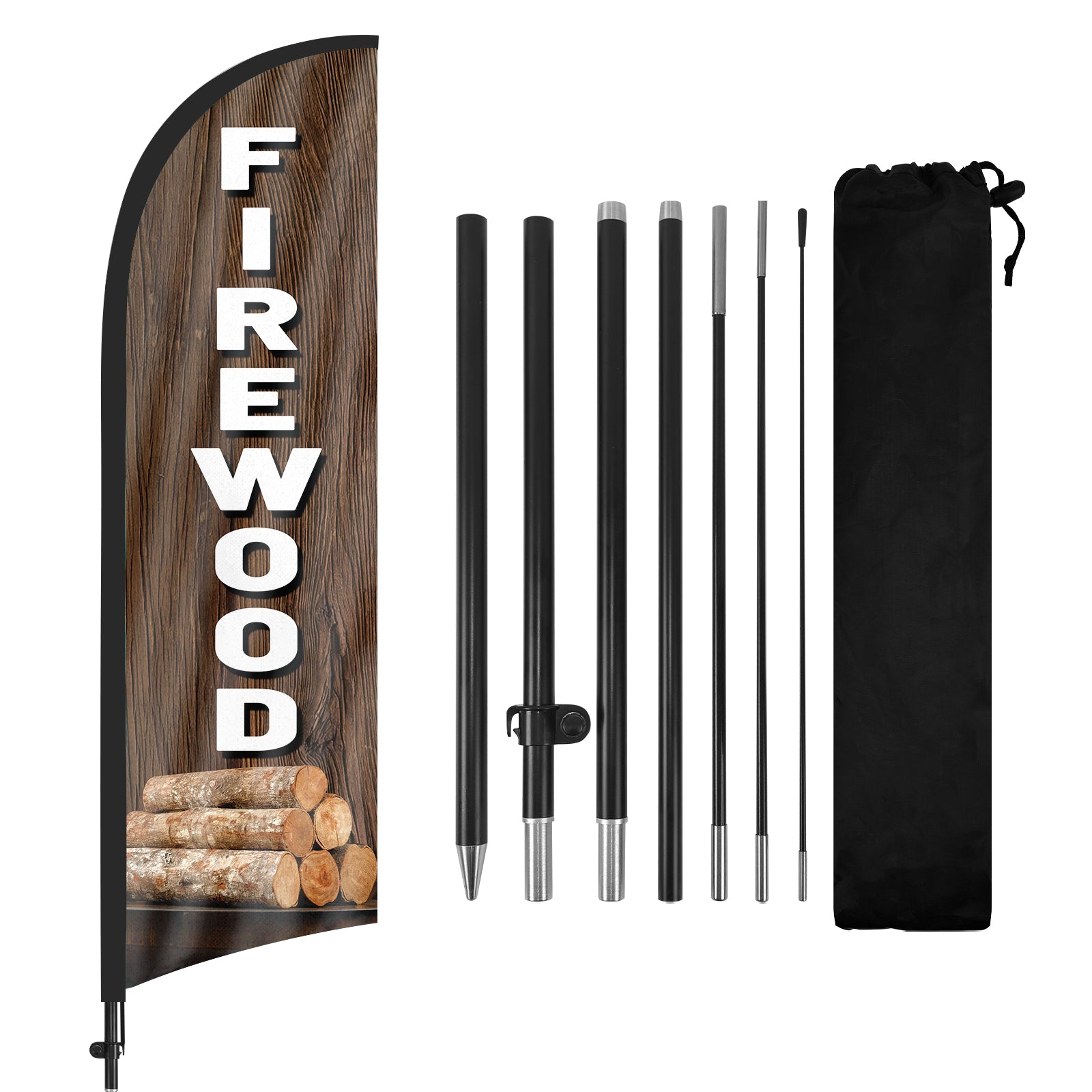Firewood For Sale Sign-Firewood 01 Feather Flag with Flag Pole and Ground Stake