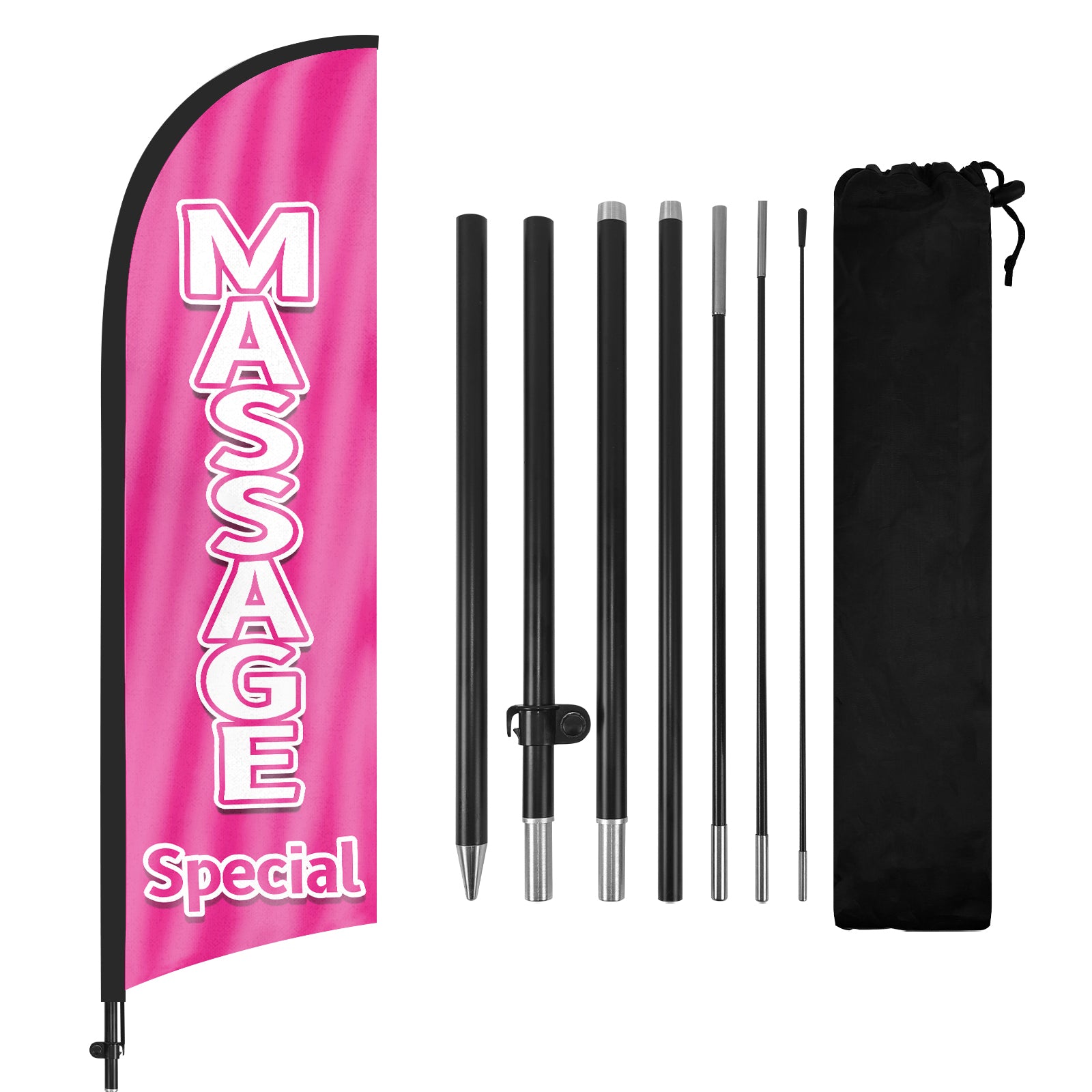 8Ft Massage Special Feather Flag with Pole & Stake